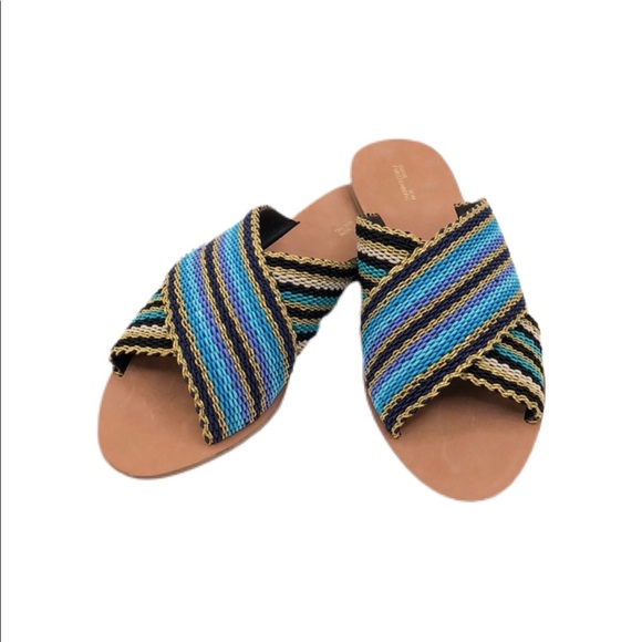 Diane Von Furstenberg Shoes - Diane Von Furstenberg Blue Cindi Slides Sandals